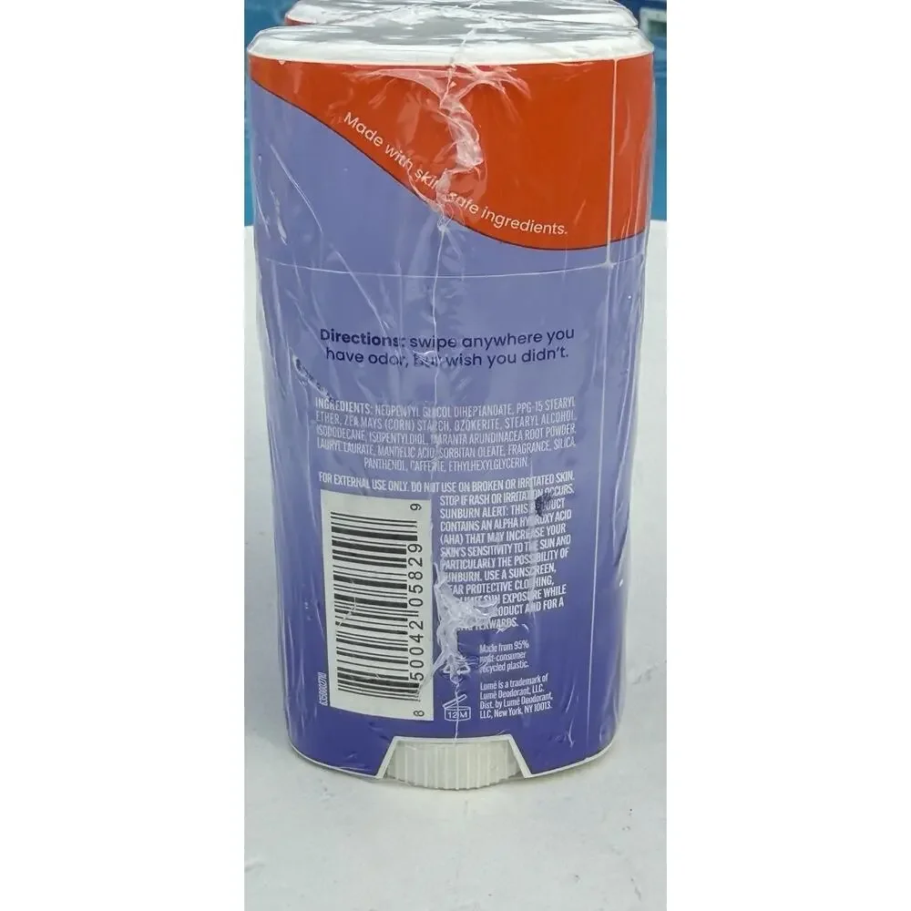 (3) Lume Deodorant Smooth Solid Stick Soft Powder 2.6 oz each